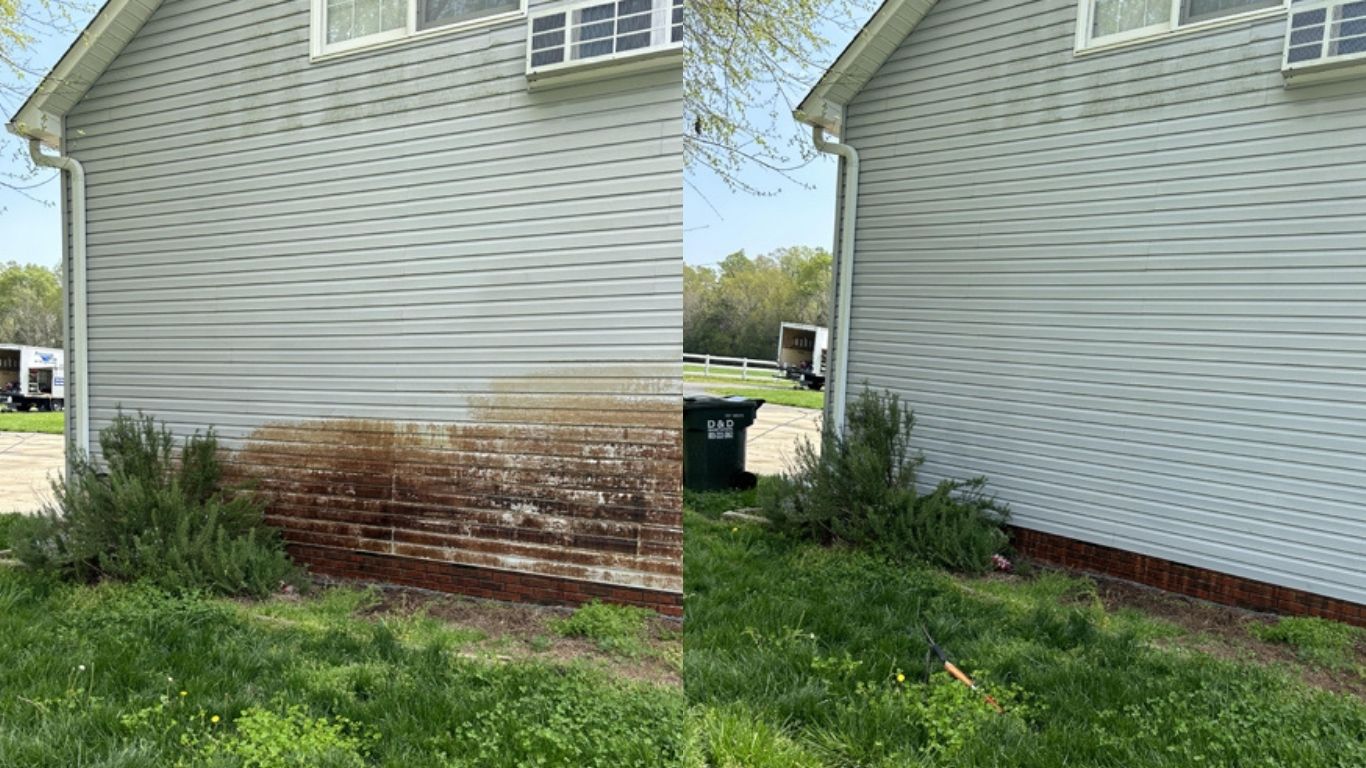 House siding washing before and after