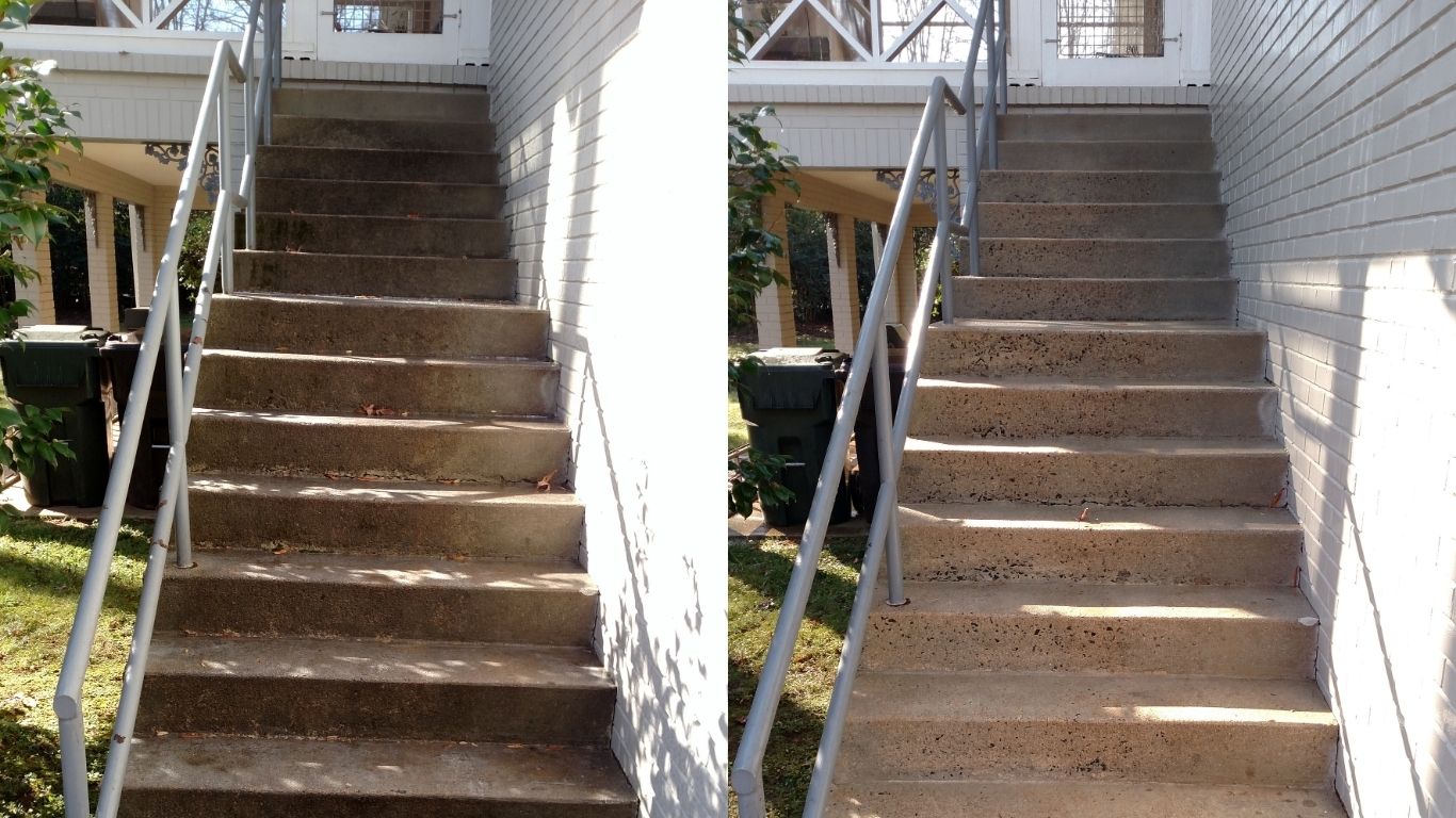 Apartment complex pressure washing before and after